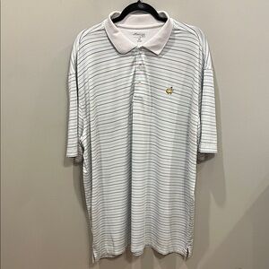 Masters Tech White Green Striped Polo Shirt